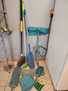 lot 723 image: Household Cleaning Tools Set - Mops, Dusters, Broom and Accessories