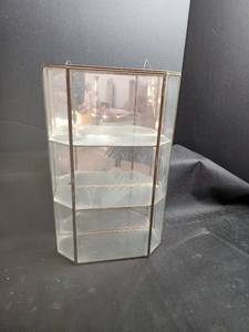 lot 725 image: Glass and Brass Display Case with Etched Swan Design