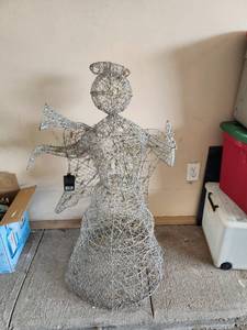 lot 766 image: 42in Lighted Wire Angel Christmas Decoration with Trumpets