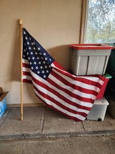 lot 767 image: American Flag with Wooden Pole