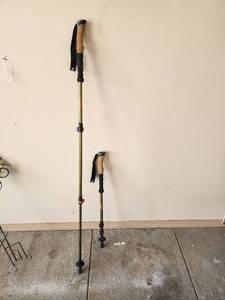 lot 774 image: Adjustable Trekking Poles with Cork Handles - Set of 2