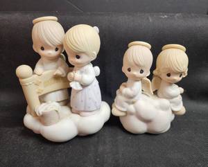 lot 184 image: Precious Moments Angel Figurines Set - Heaven Banner and Cloud Scene
