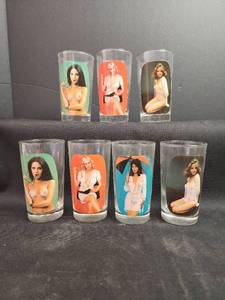 lot 206 image: Vintage Strip Tease Highball Glasses 1970s