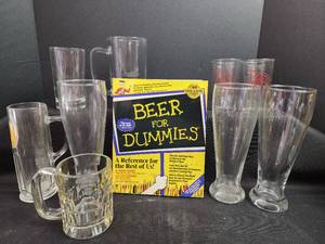 lot 209 image: Beer For Dummies Book with Assorted Beer Glasses