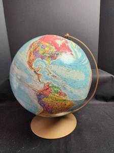 lot 239 image: World Globe with Gold Metal Stand