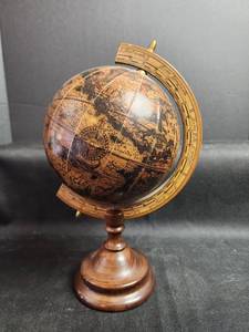 lot 240 image: Decorative World Globe with Wooden Stand and Brass Meridian