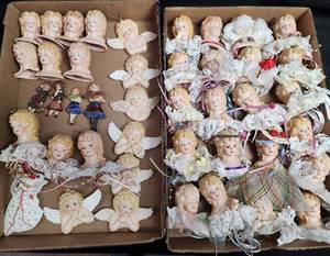 lot 244 image: Collection of Porcelain Doll Heads and Figurines