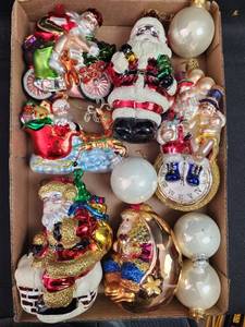 lot 258 image: Collection of Glass Christmas Ornaments with Holiday Scenes