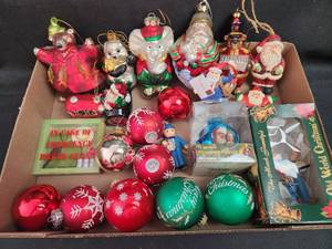 lot 262 image: Christmas Ornament Collection with Glass Balls and Character Decorations