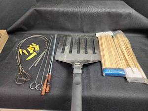 lot 85 image: BBQ Grilling Tool Set with Metal Spatula, Skewers and Corn Holders