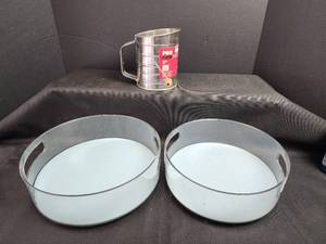 lot 100 image: Pro Fresh 3-Cup Flour Sifter and Plastic Lazy Susans