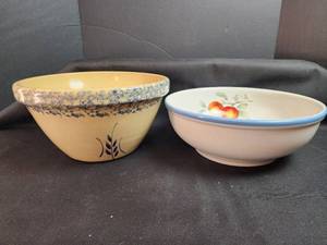 lot 130 image: Roseville Crock Mixing Bowl and Other