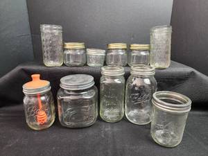 lot 153 image: Ball and Atlas Mason Jar Collection with Honey Dipper