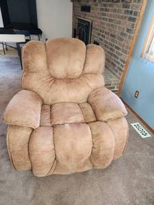 lot 29 image: Oversized Microsuede Recliner Rocker Chair