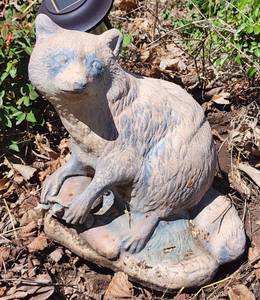 lot 831 image: Concrete Garden Raccoon Statue - 13in. tall