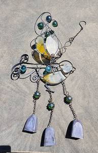lot 928 image: Decorative Metal Bird Wind Chime with Glass Beads