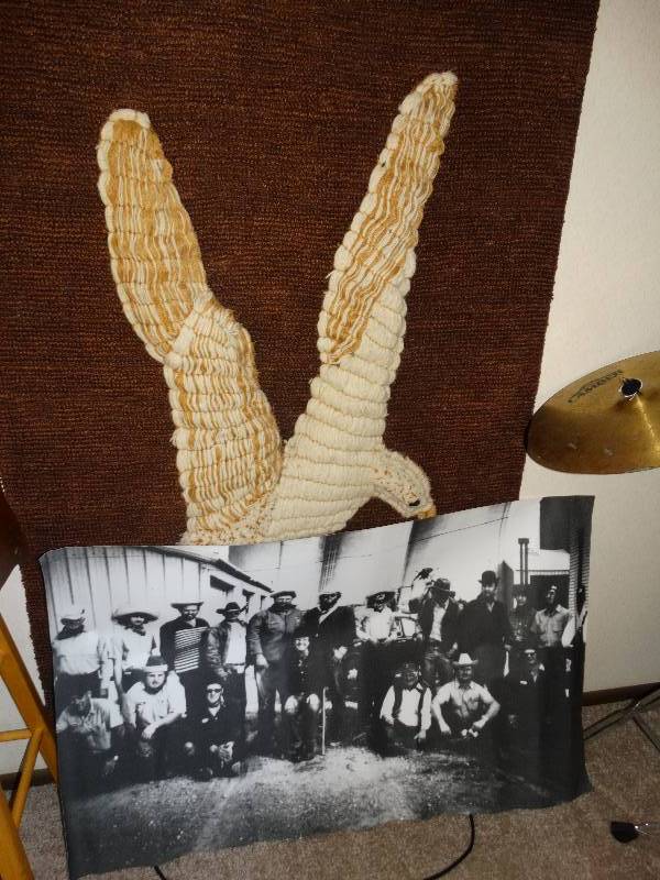 lot 179 image: Eagle yarn art and vintage photo poster