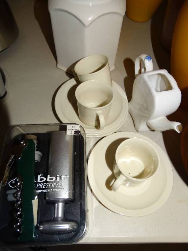 lot 260 image: Cannister set, expresso set and corckscrews