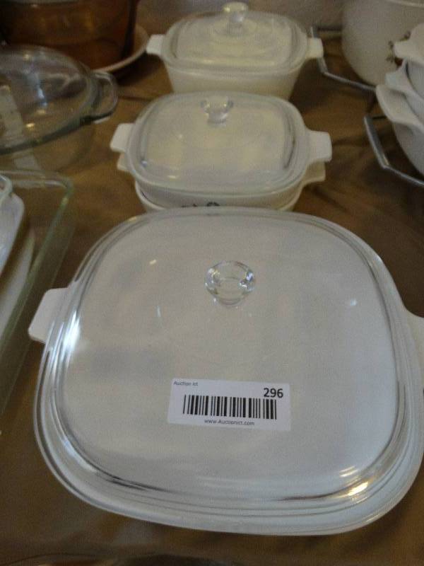 lot 296 image: Lot of Corningware dishes cookware & stands