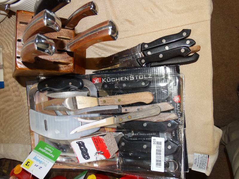 lot 303 image: Large lot of knives block cutters cutlery set