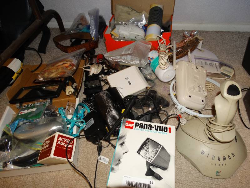 lot 314 image: Misc cords wing man joystick slide viewer shaver misc.