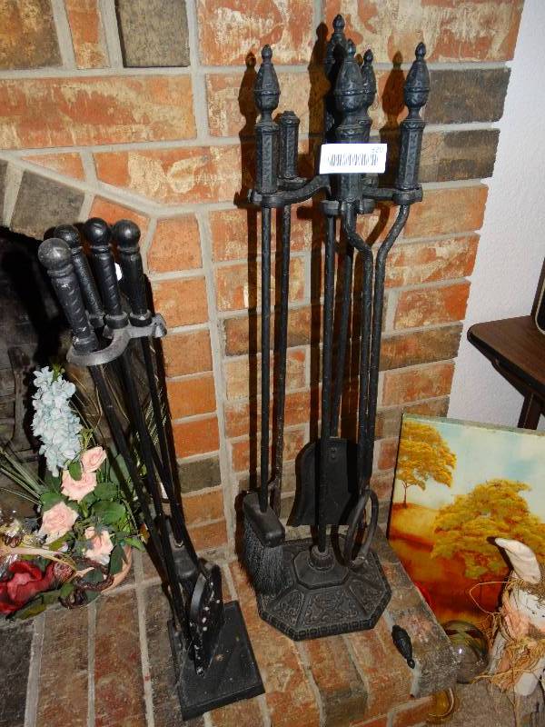 lot 320 image: 2 iron fireplace tool sets