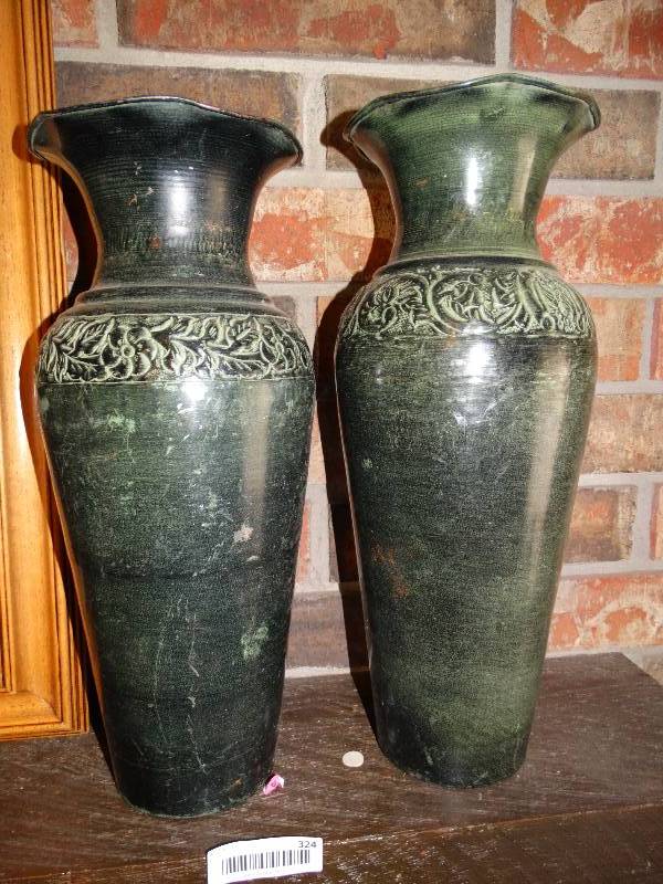 lot 324 image: Pair of large metal vases