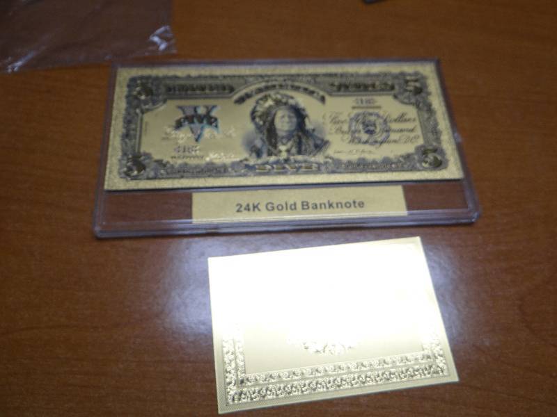 lot 106 image: 24k gold display bank note in plastic