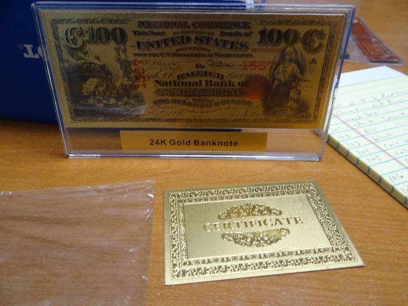lot 107 image: 24k gold display bank note in plastic