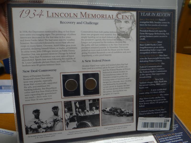 lot 134 image: Collection of 25 years of Lincoln Memorial cents