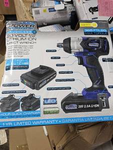 lot 200 image: Power Torque Ptt0004 20v 12 Lithium-ion Impact Wrench Kit With Case