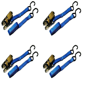 lot 252 image: (4Pk) Ratchet Tie down Straps Break Strength, 15 FT Safety Lock S Hooks
