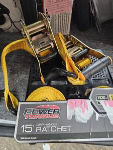 lot 278 image: Power Torque 15 Grip Handle Ratchet Strap 1830lb Super Duty 2-Pack