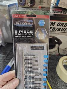 lot 285 image: Power Torque 9-Piece Ball End Hex Bit Set PTT0056 14 & 38 Drive