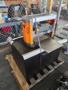 lot 19544 image: Ridgid Wood Planer Model R4113 With Storage StandCabinet