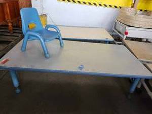 lot 22007 image: Rectangle Childrens Table, Adjustable Height and 1 Toddler Chair