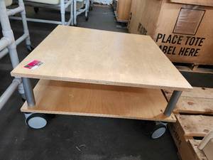 lot 22033 image: Square Wood Childrens Table on Casters