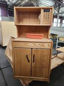 lot 22034 image: Childrens Wooden Microwave and Counter Setup
