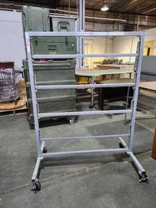 lot 22141 image: Mobile Storage Rack with Casters - 5-Tier Aluminum Frame