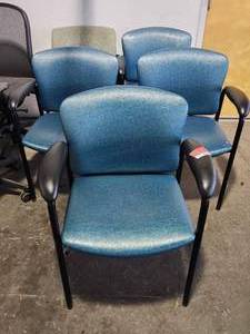 lot 22162 image: Guest Chairs with Arms - Blue Patterned Upholstery