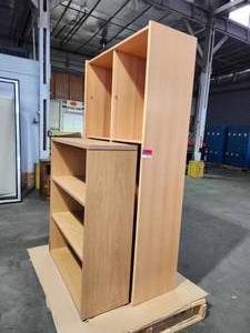 lot 22179 image: (2) Commercial Grade Maple Laminate Bookshelf and Storage Unit Set