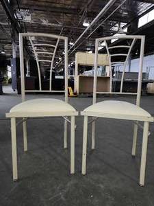 lot 22209 image: (10) Modern Metal Dining Chairs with Fan Back Design