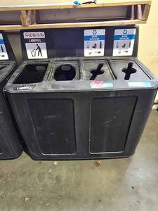 lot 19583 image: 4 Compartment Recycling Bin On Casters