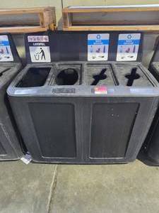 lot 19584 image: 4 Compartment Recycling Bin On Casters