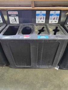 lot 19585 image: 4 Compartment Recycling Bin On Casters