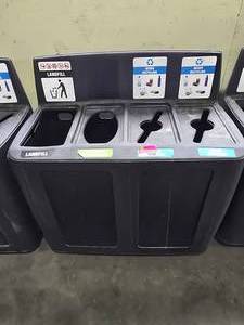 lot 19587 image: 4 Compartment Recycling Bin On Casters