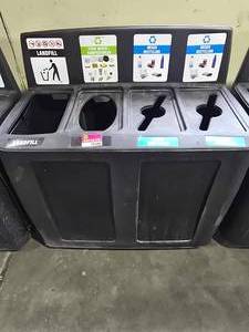 lot 19588 image: 4 Compartment Recycling Bin On Casters
