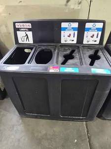 lot 19589 image: 4 Compartment Recycling Bin On Casters