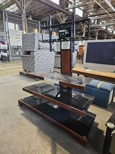 lot 21739 image: 3 tiered Tempered Glass TV Stand