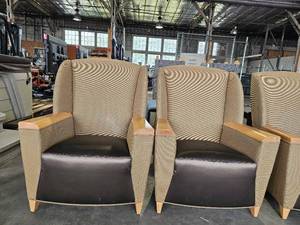 lot 21741 image: (2) David Edward Clothe and Vinyl Chairs